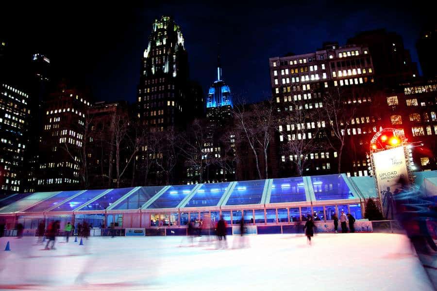 Skating at Bryant Park Winter Village in NYC